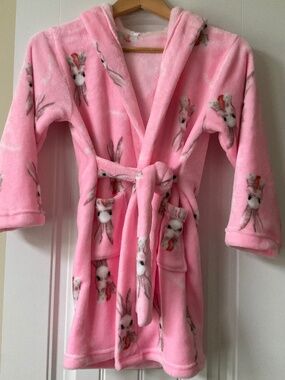 Girls' Bunny Rabbit Pink Fleece Bathrobe